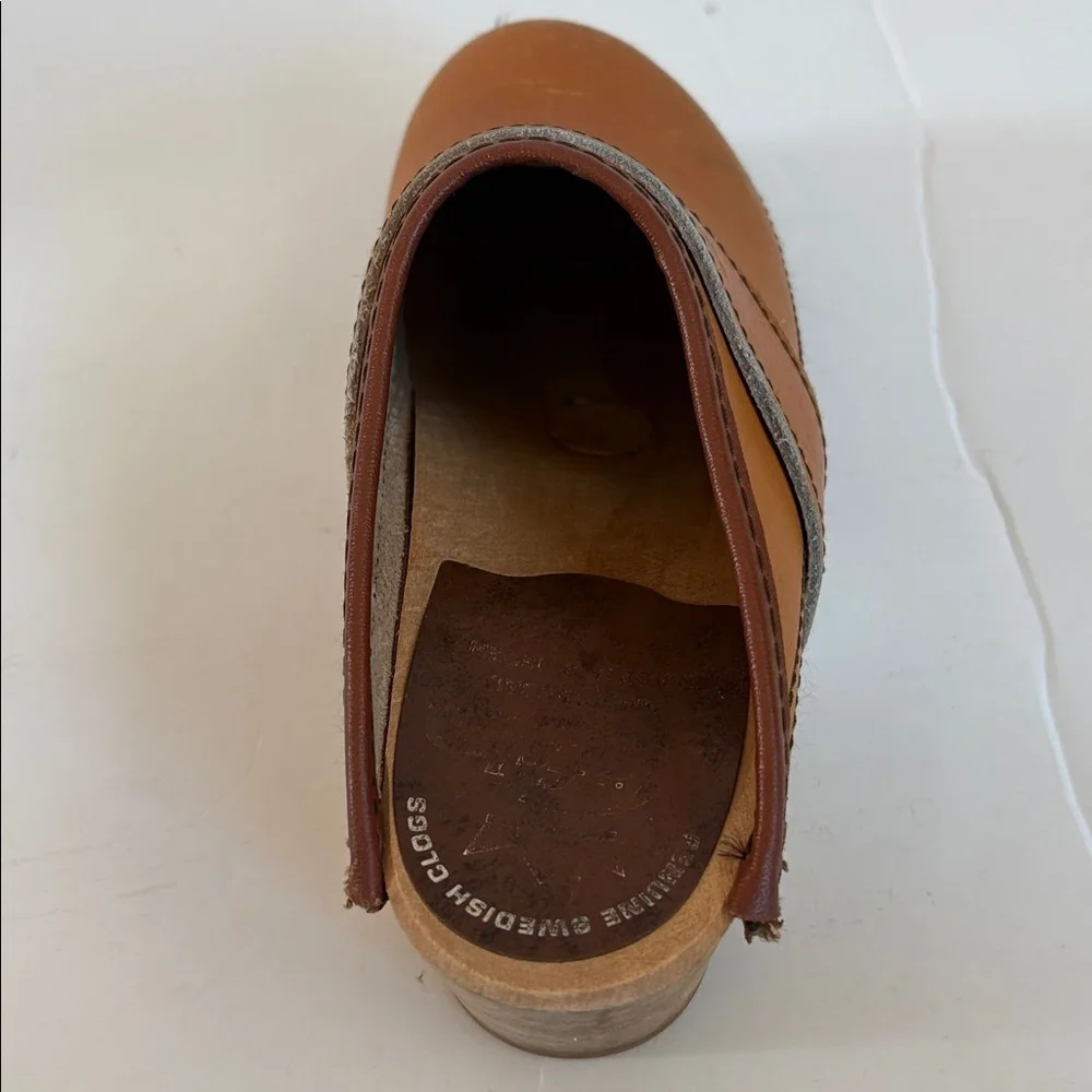 Vintage Lofsko genuine Swedish clogs wooden clog cognac colored leather size 35 - Picture 15 of 16